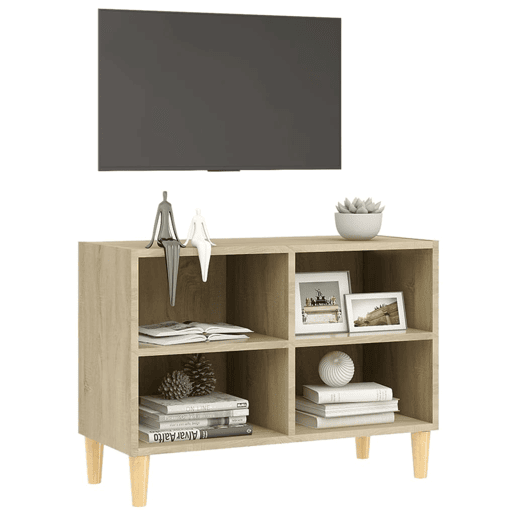 Móvel de TV - Modulo de TV - Armário de TV com pernas de madeira 69,5x30x50 cm carvalho sonoma