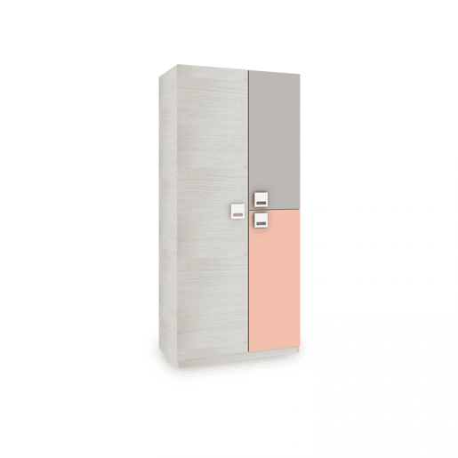 Guarda-roupa dos jovens do Kenia Alps White - Rosa e cinzento 90 x 200 x 52 cm