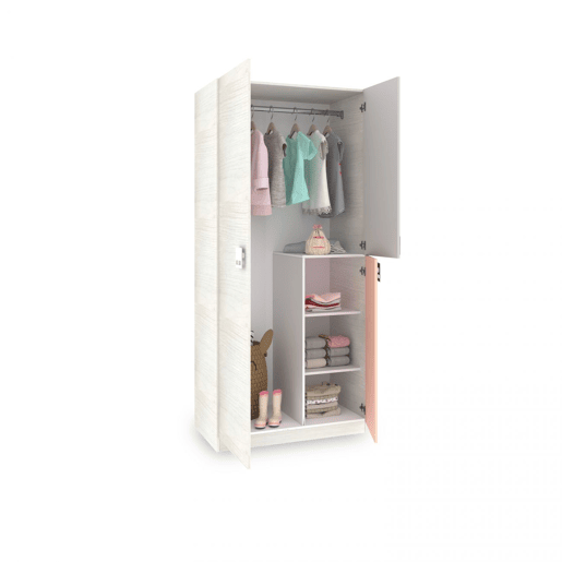 Guarda-roupa dos jovens do Kenia Alps White - Rosa e cinzento 90 x 200 x 52 cm