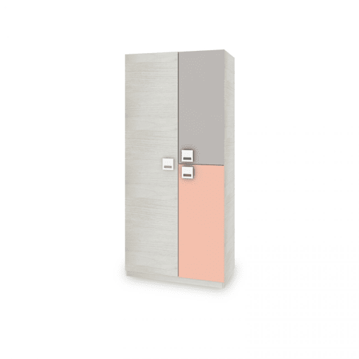 Guarda-roupa dos jovens do Kenia Alps White - Rosa e cinzento 90 x 200 x 52 cm