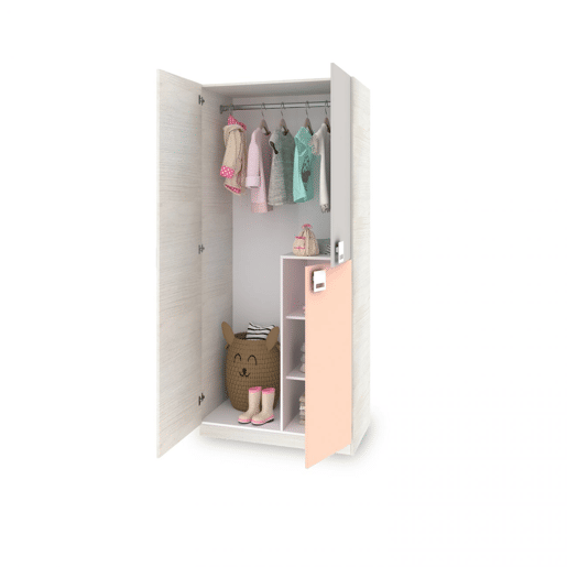 Guarda-roupa dos jovens do Kenia Alps White - Rosa e cinzento 90 x 200 x 52 cm