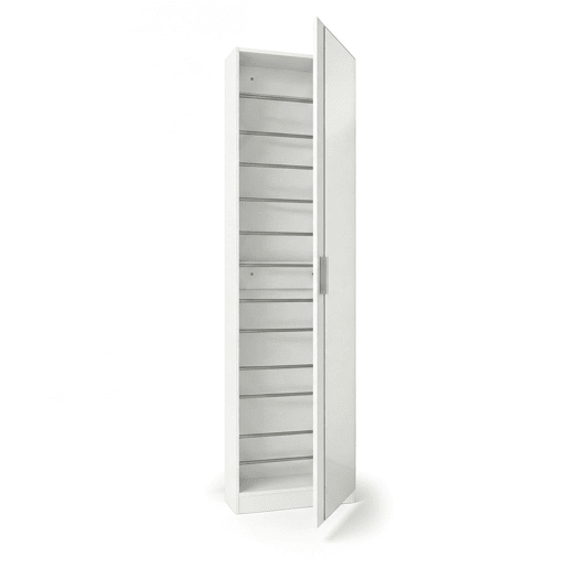 Sapateira com espelho Roma Branco brilhante 50 x 180 x 20 cm
