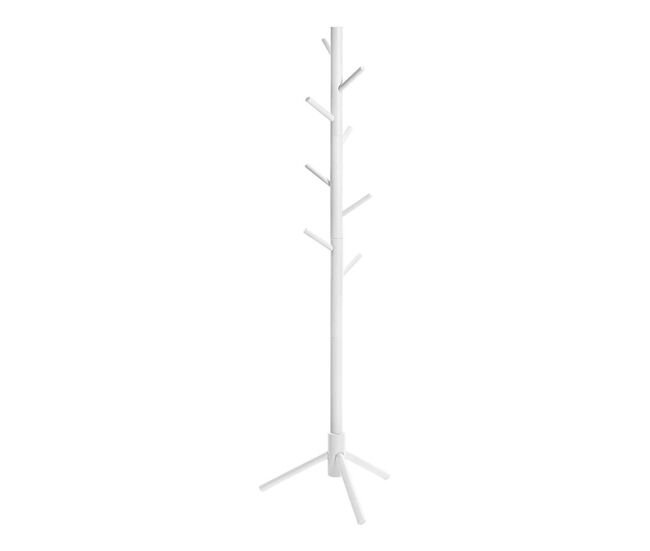 Perchero de pie blanco de madera con 8 ganchos - h175 cm
