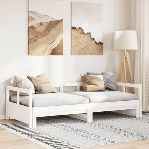 Cama de casal - Cama dupla sem colchão 90x200 cm madeira de pinho maciça branco