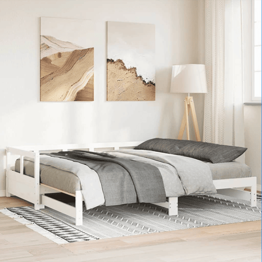 Cama de casal - Cama dupla sem colchão 90x200 cm madeira de pinho maciça branco