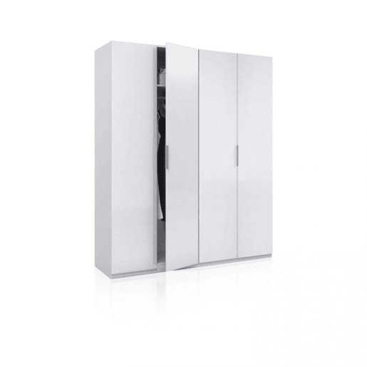 Roupeiro Belar 4 portas Branco brilhante 180 x 200 x 52 cm