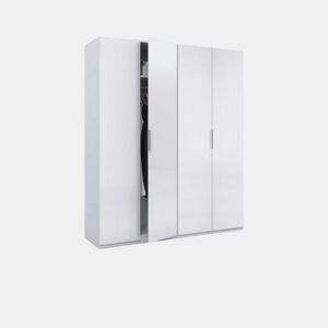Roupeiro Belar 4 portas Branco brilhante 180 x 200 x 52 cm