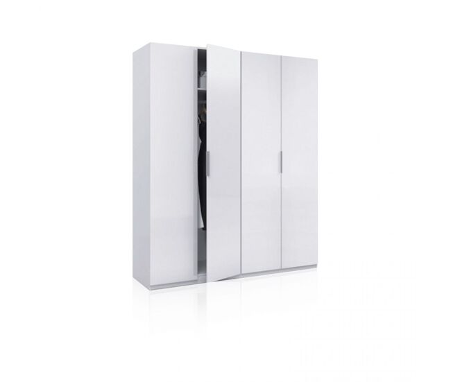 Armario de gran formato con 4 puertas en blanco brillo 180x200 cm belar blanco brillo 180 x 200 x 52 cm