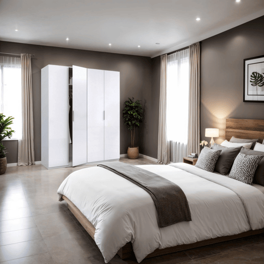 Roupeiro Belar 4 portas Branco brilhante 180 x 200 x 52 cm