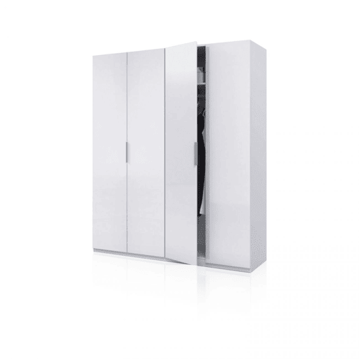 Roupeiro Belar 4 portas Branco brilhante 180 x 200 x 52 cm