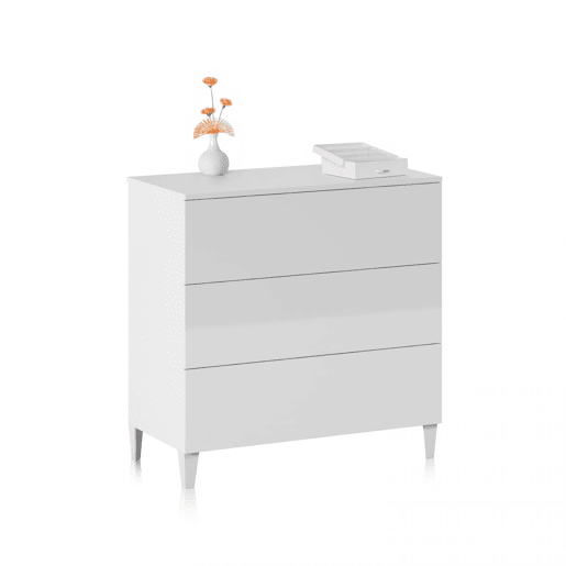 Cómoda com 3 gavetas amplas, 80 x 76 cm, Plex Branco 80 x 76 x 40 cm