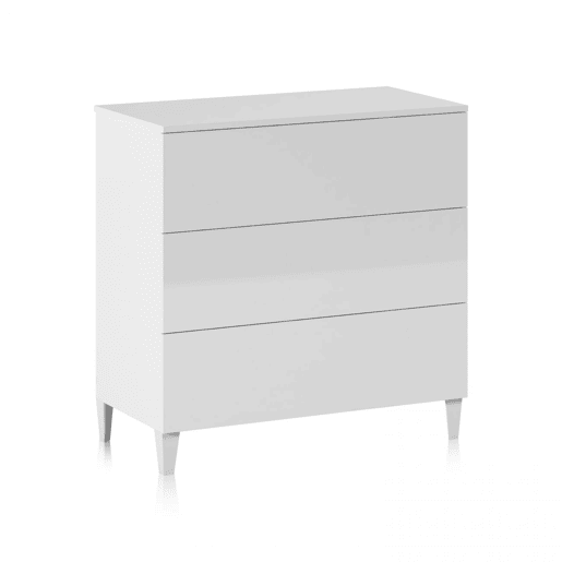 Cómoda com 3 gavetas amplas, 80 x 76 cm, Plex Branco 80 x 76 x 40 cm