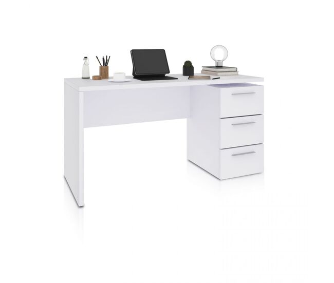 Mesa de escritorio con 3 cajones en blanco artik 138x60 cm sasha blanco artik (blanco mate) 138 x 74 x 60 cm