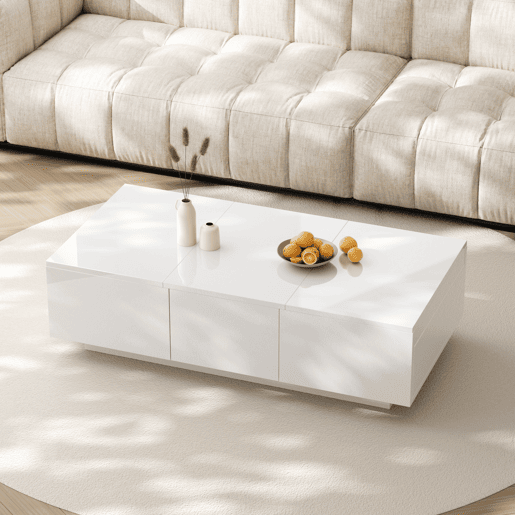 Mesa de centro - 2 gavetas e 2 cómodas - aglomerado de partículas - Branco Mesa de centro - 2 gavetas e 2 cómodas - aglomerado de partículas - Branco
