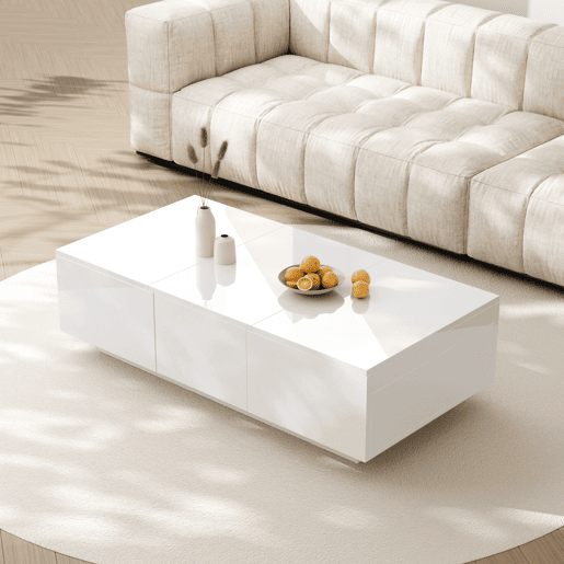 Mesa de centro - 2 gavetas e 2 cómodas - aglomerado de partículas - Branco Mesa de centro - 2 gavetas e 2 cómodas - aglomerado de partículas - Branco