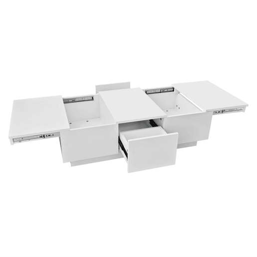 Mesa de centro - 2 gavetas e 2 cómodas - aglomerado de partículas - Branco Mesa de centro - 2 gavetas e 2 cómodas - aglomerado de partículas - Branco