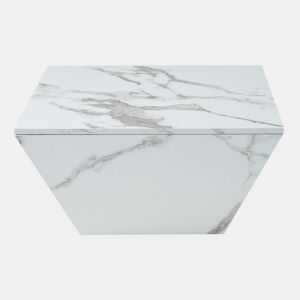 Mesa de centro moderna - com 2 gavetas - folheado a mármore - Branco