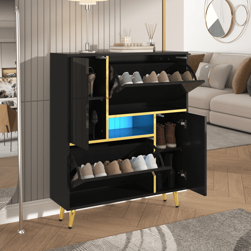 Sapateira LED moderna - aspeto brilhante - Preto