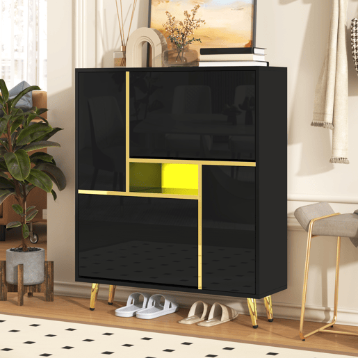 Sapateira LED moderna - aspeto brilhante - Preto