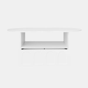 Mesa de centro com gavetas e compartimento aberto - tampo em forma de nuvem - Branco