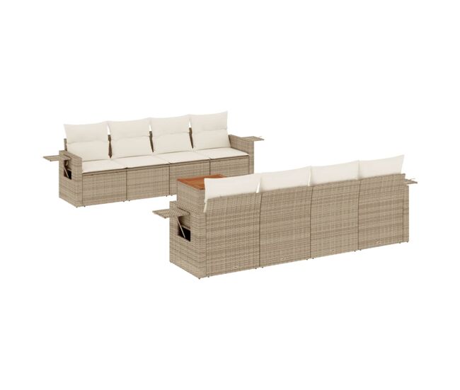 Vidaxl set de sofás de jardín 9 pzas con cojines ratán sintético beige