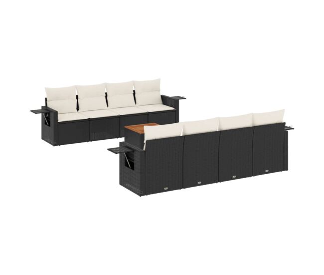 Vidaxl set de sofás de jardín 8 piezas y cojines ratán sintético negro