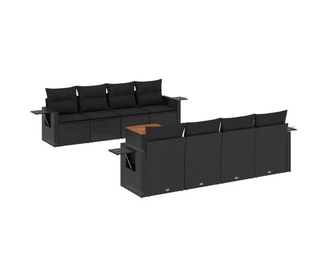 Vidaxl set de sofás de jardín 8 piezas y cojines ratán sintético negro