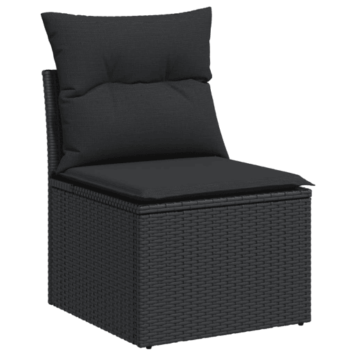 vidaXL 9 pcs conjunto de sofás p jardim c almofadões vime PE preto vidaXL 9 pcs conjunto de sofás p jardim c almofadões vime PE preto