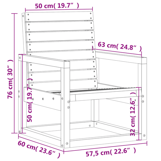 vidaXL Cadeira de jardim 57,5x63x76 cm pinho maciço branco vidaXL Cadeira de jardim 57,5x63x76 cm pinho maciço branco