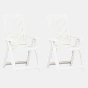 vidaXL Cadeiras de jardim reclináveis 2 pcs plástico branco