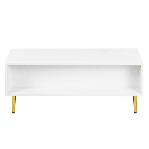 Mesa de centro - 2 gavetas - design de riscas verticais - Branco Mesa de centro - 2 gavetas - design de riscas verticais - Branco
