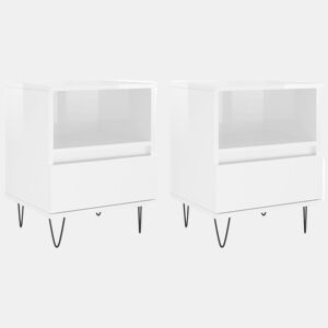 vidaXL Mesa de cabeceira 2 pcs derivados de madeira branco brilhante