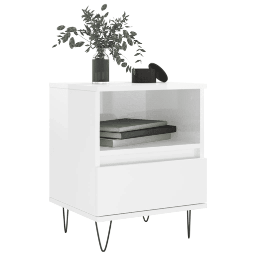 vidaXL Mesa de cabeceira 2 pcs derivados de madeira branco brilhante