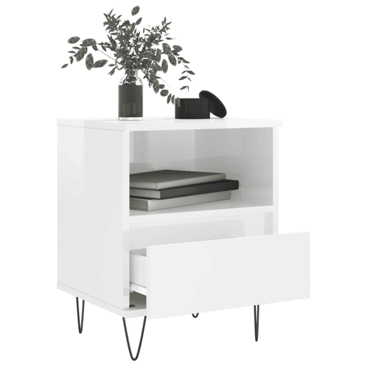 vidaXL Mesa de cabeceira 2 pcs derivados de madeira branco brilhante