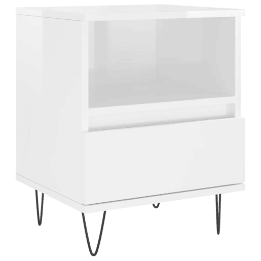vidaXL Mesa de cabeceira 2 pcs derivados de madeira branco brilhante