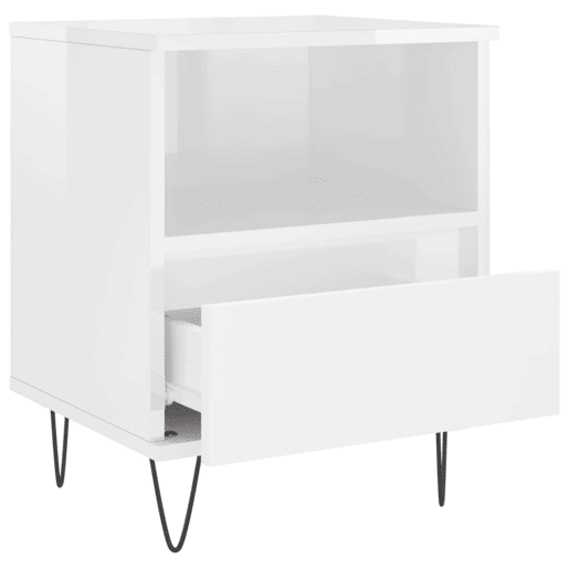 vidaXL Mesa de cabeceira 2 pcs derivados de madeira branco brilhante