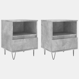 vidaXL Mesas de cabeceira 2 pcs derivados de madeira cinzento cimento