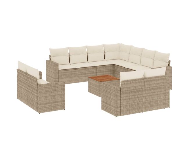 Vidaxl set de sofás de jardín 12 pzas y cojines ratán sintético marrón