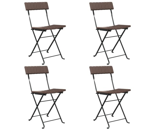 Vidaxl sillas cafetería plegables 4 uds acero y ratán sintético marrón