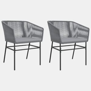 vidaXL Cadeiras de jardim 2 pcs c almofadões vime PE cinzento