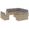 vidaXL 12 pcs conjunto de sofás p jardim com almofadões vime PE bege