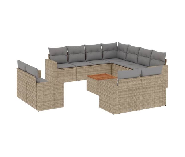 Vidaxl set de sofás de jardín 12 pzas y cojines ratán sintético marrón