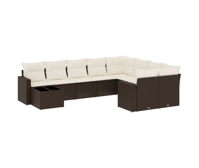 Vidaxl set de sofás de jardín 10 pzas y cojines ratán sintético marrón