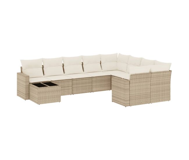 Vidaxl juego de sofás jardín con cojines beige 10 pzas ratán sintético