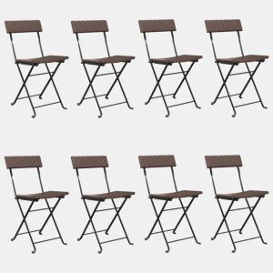 vidaXL Cadeiras de bistrô dobráveis 8 pcs vime PE e aço castanho