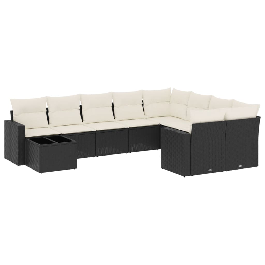 Vidaxl set de sofás de jardín 10 pzas cojines ratán sintético negro