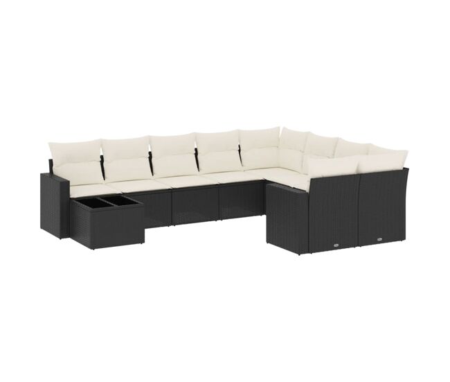 Vidaxl set de sofás de jardín 10 pzas cojines ratán sintético negro