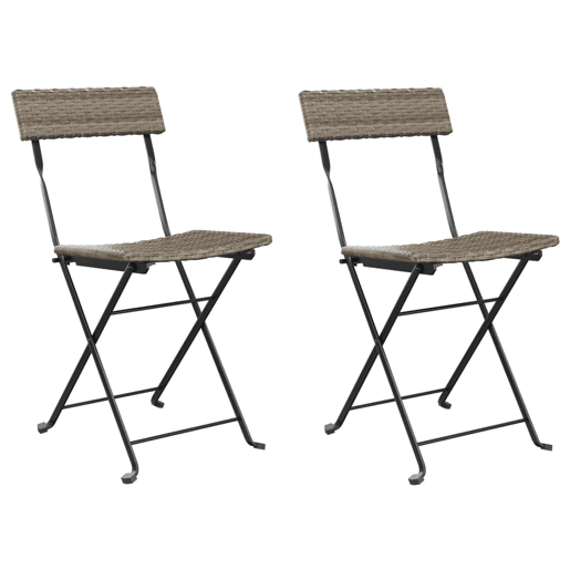 vidaXL Cadeiras de bistrô dobráveis 2 pcs vime PE e aço cinzento vidaXL Cadeiras de bistrô dobráveis 2 pcs vime PE e aço cinzento