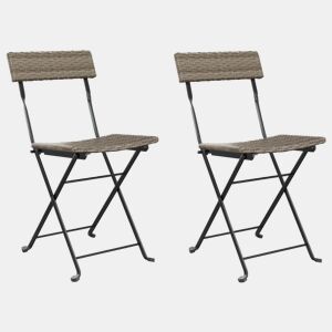 vidaXL Cadeiras de bistrô dobráveis 2 pcs vime PE e aço cinzento