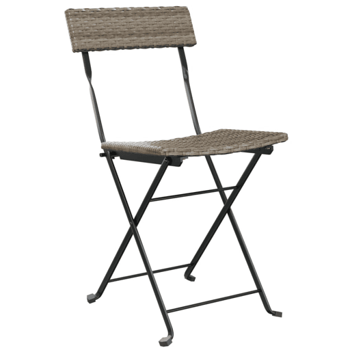 vidaXL Cadeiras de bistrô dobráveis 2 pcs vime PE e aço cinzento vidaXL Cadeiras de bistrô dobráveis 2 pcs vime PE e aço cinzento